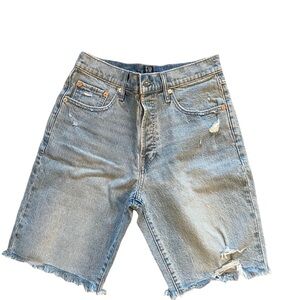 ❤️ GAP HIGH RISE DISTRESSED BERMUDA DENIM JEAN SHORTS  SIZE 4